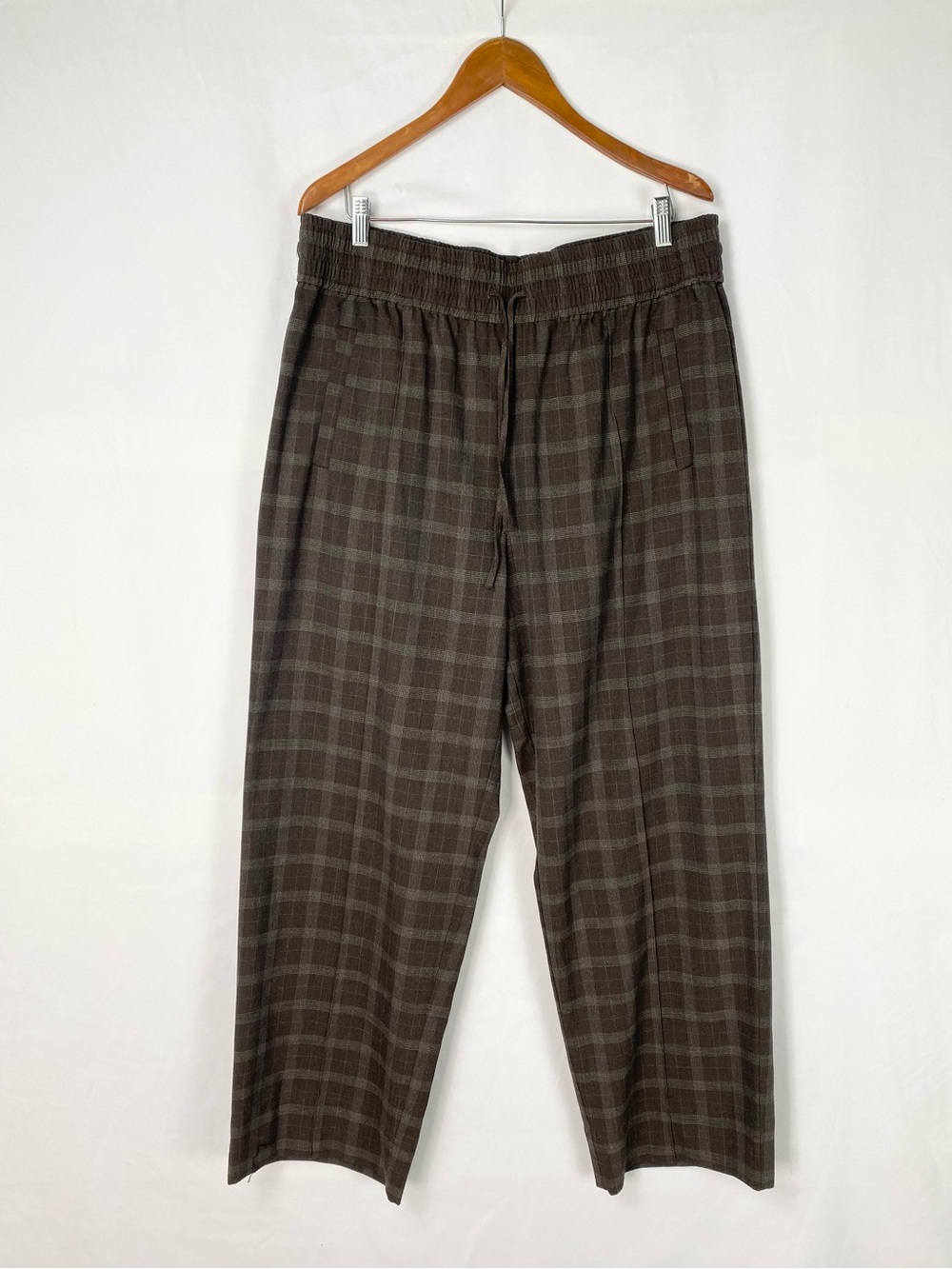 Ganni Check Pattern Drawstring Pants Straight Drawstring‎ Size 44